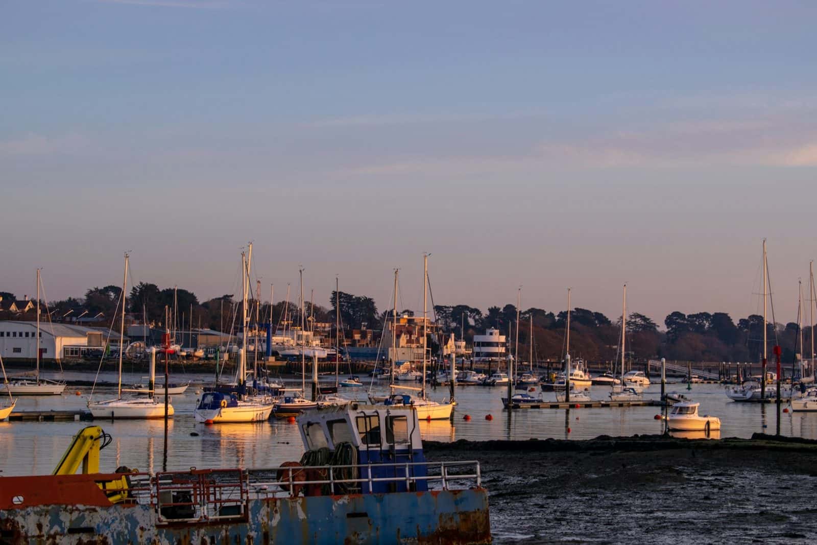 Boats moored on the Solent