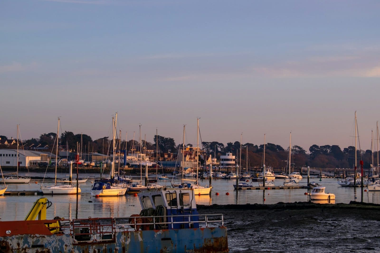 Boats moored on the Solent
